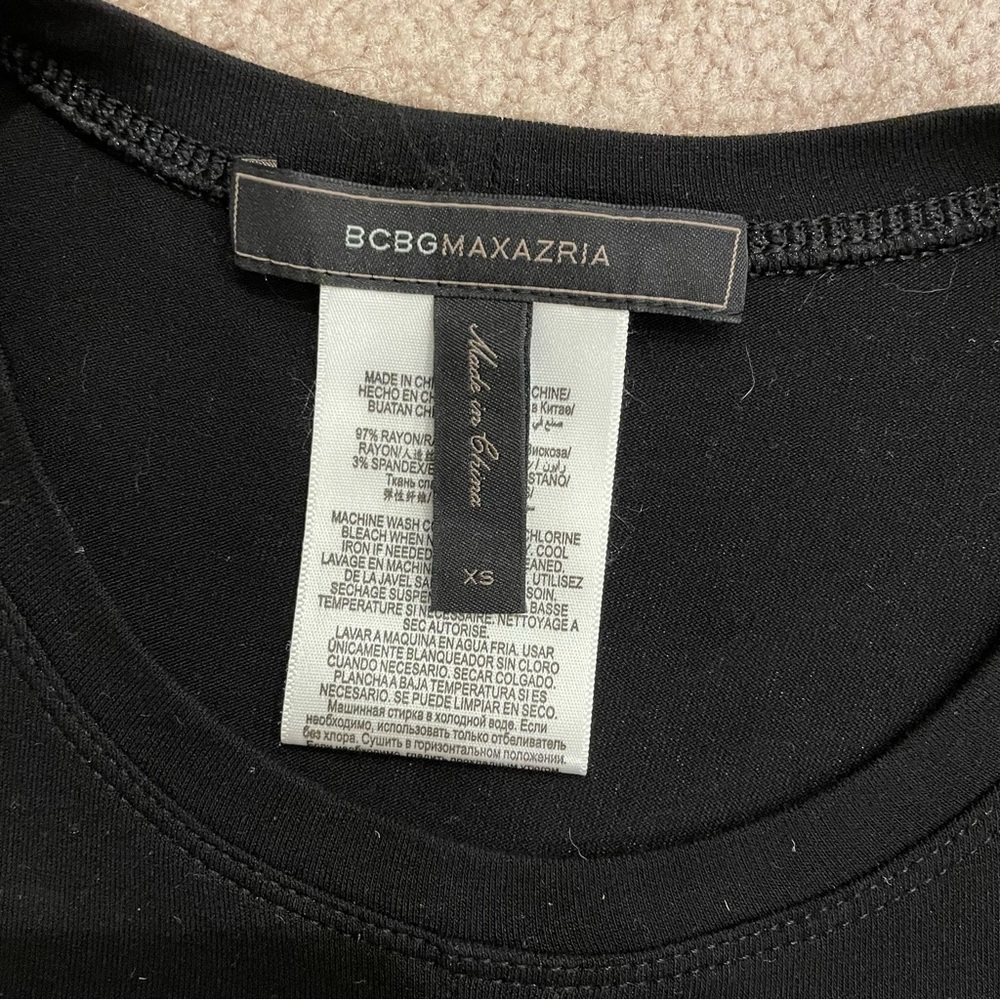 BCBG Long Sleeve Twist Front Crop Top, Black, Size XS, EUC - Picture 3 of 8